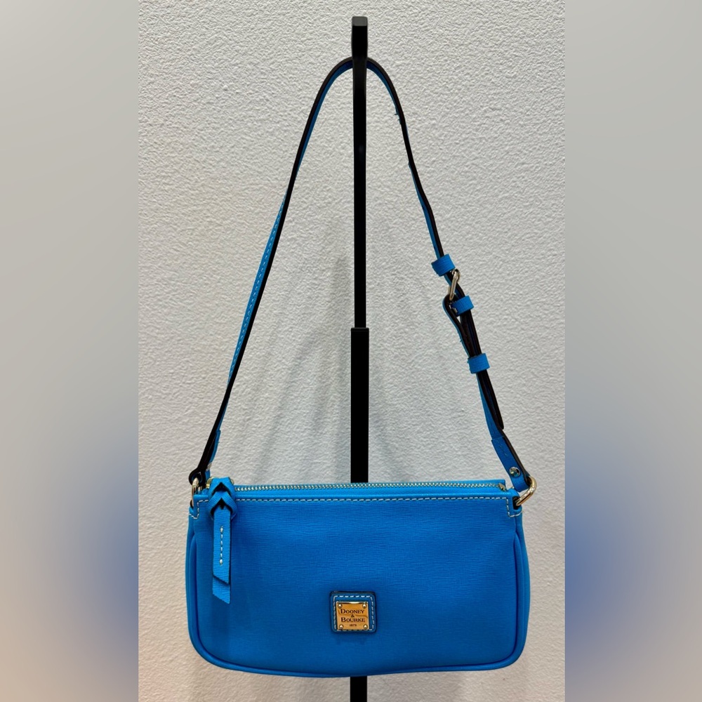 Dooney and Bourke Blue Pebble Leather Lexi Convertible Crossbody Bag